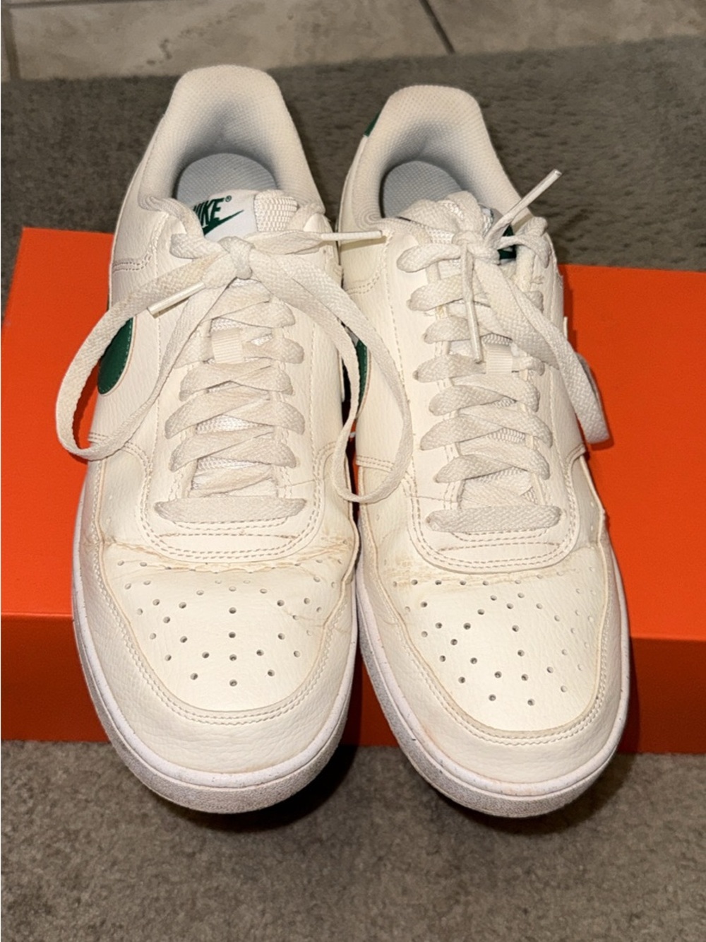 Nike Court Women’s White Low-Top Sneakers with Green Swoosh